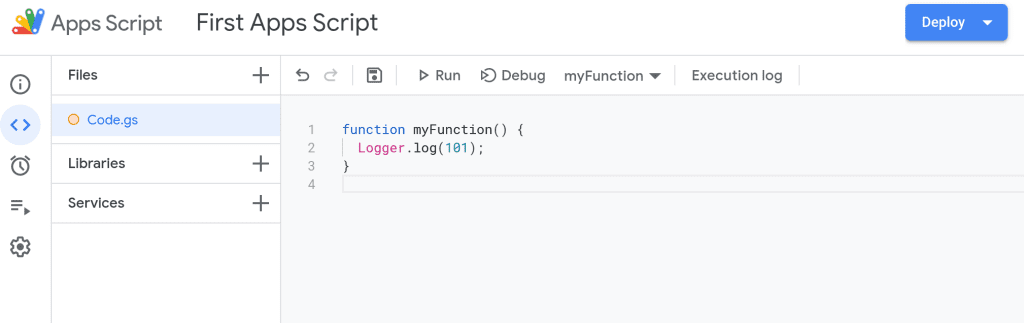 GAS - Creating your first Apps Script