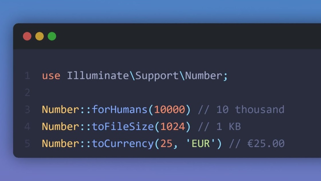 Laravel Number Utility Class